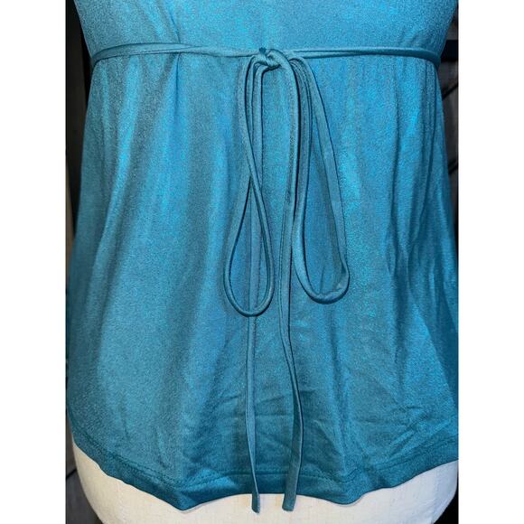 Judy Jr USA Baby Phat Women’s Bedazzled Shimmery Teal Dressy Y2K Tank Top Small - Picture 4 of 5